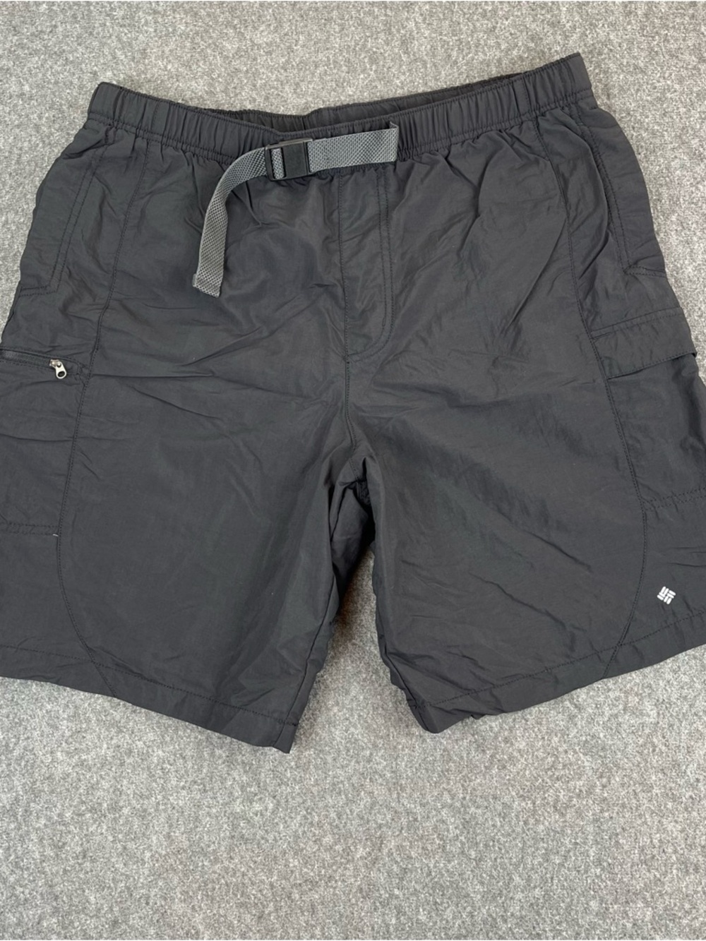 Columbia Omni Shade Belted Hybrid Shorts Mens L Black Mesh Lined